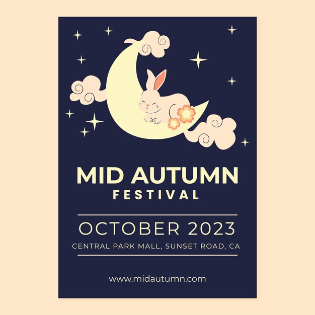 Бесплатное векторное изображение Плоский вертикальный шаблон плаката для празднования фестиваля середины осени