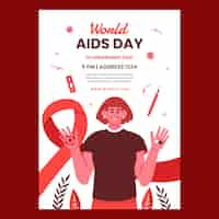 無料ベクター 世界エイズの日の啓発のための平らな垂直ポスター テンプレート