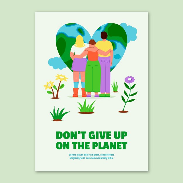 Бесплатное векторное изображение Плоский вертикальный шаблон плаката для празднования всемирного дня окружающей среды
