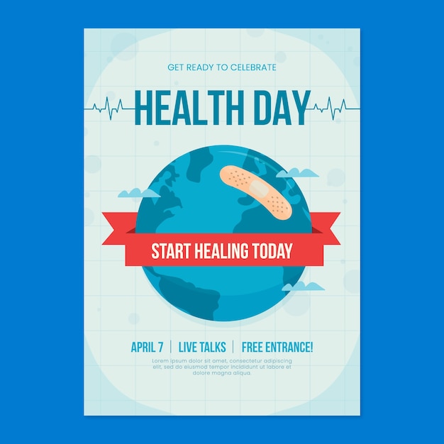 무료 벡터 세계 보건 날 의 인식 을 위한 평평 한 수직 포스터 템플릿