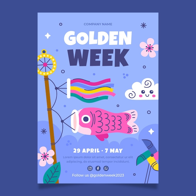 Free vector flat vertical poster template for golden week celebration