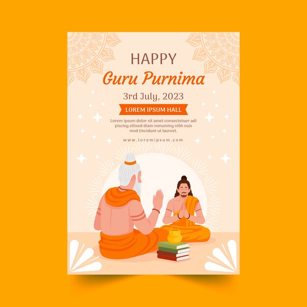 Flat vertical poster template for guru purnima