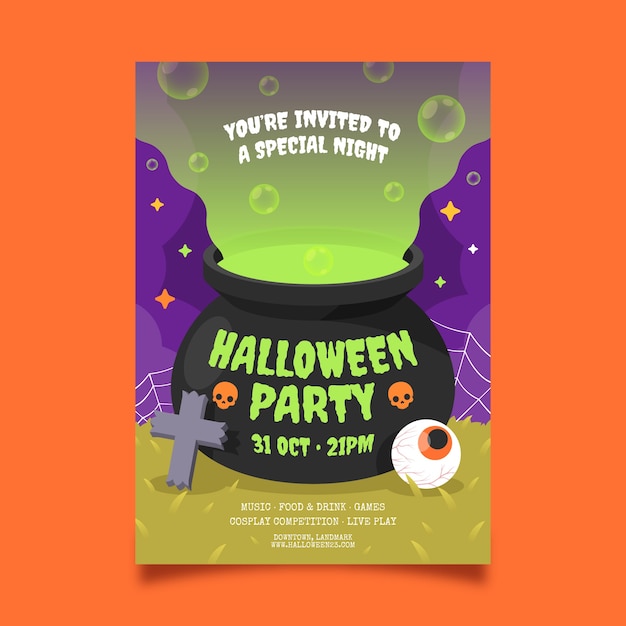 Free vector flat vertical poster template for halloween celebration