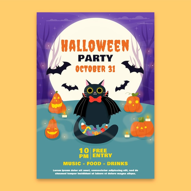 Free vector flat vertical poster template for halloween season celebration