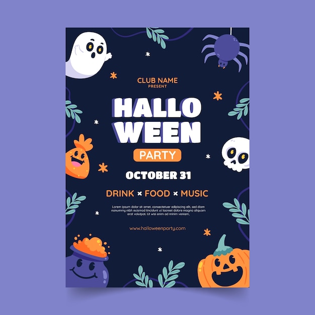 Flat vertical poster template for halloween season celebration