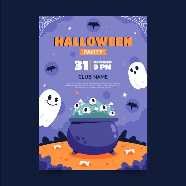 Flat vertical poster template for halloween season celebration