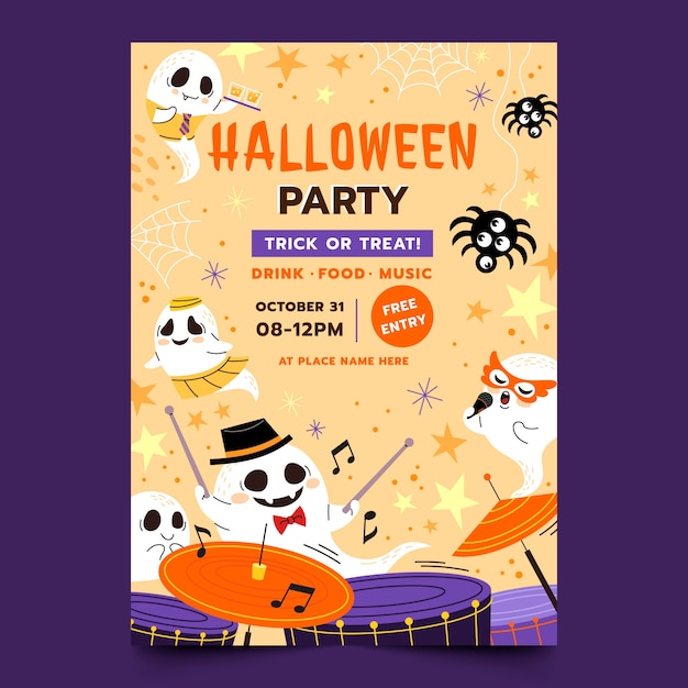 Free vector flat vertical poster template for halloween season celebration