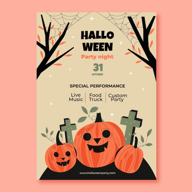 Free vector flat vertical poster template for halloween season celebration