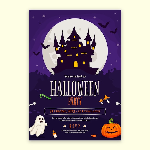 Modello di poster verticale piatto per la celebrazione della stagione di halloween