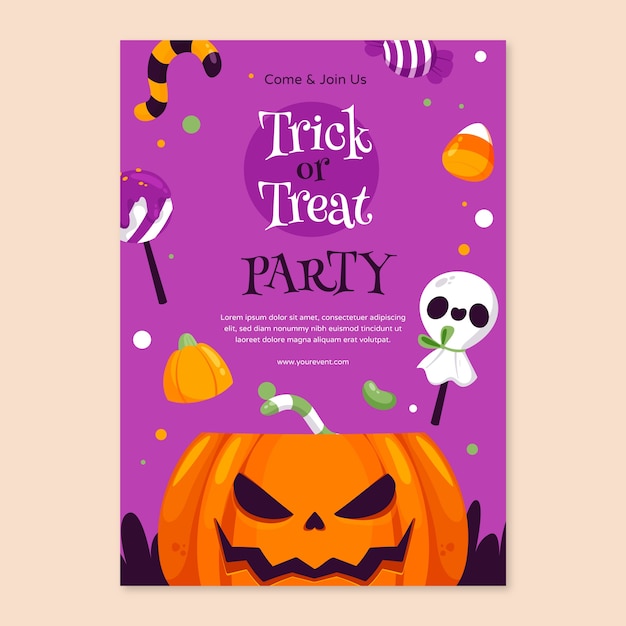 Free vector flat vertical poster template for halloween season