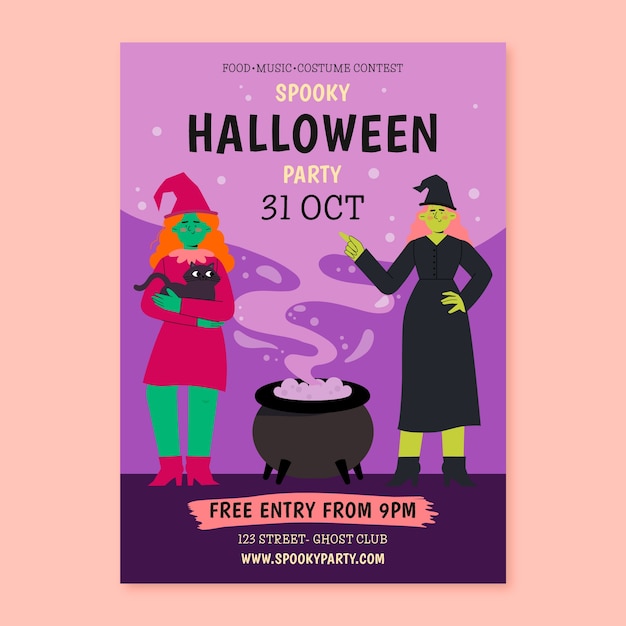 Free vector flat vertical poster template for halloween season