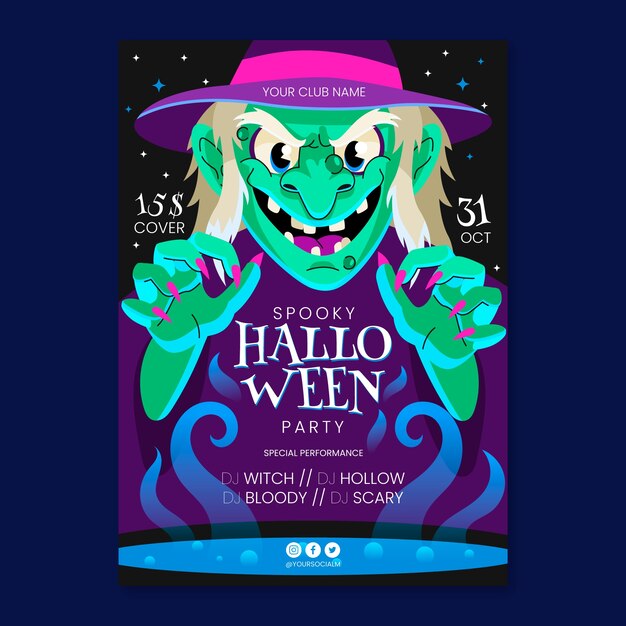 Flat vertical poster template for halloween season