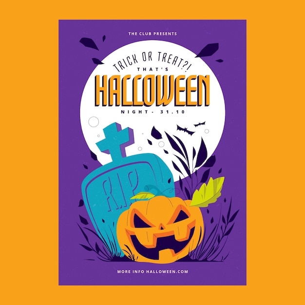 Flat vertical poster template for halloween season