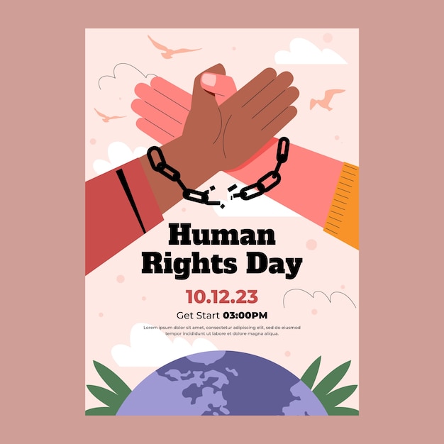 Flat vertical poster template for human rights day celebration