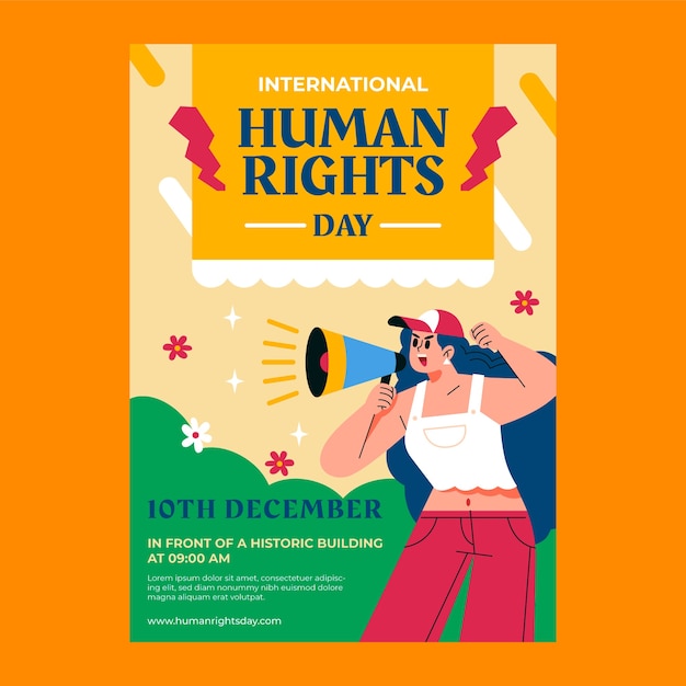 Free vector flat vertical poster template for human rights day celebration