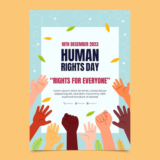 Flat vertical poster template for human rights day celebration