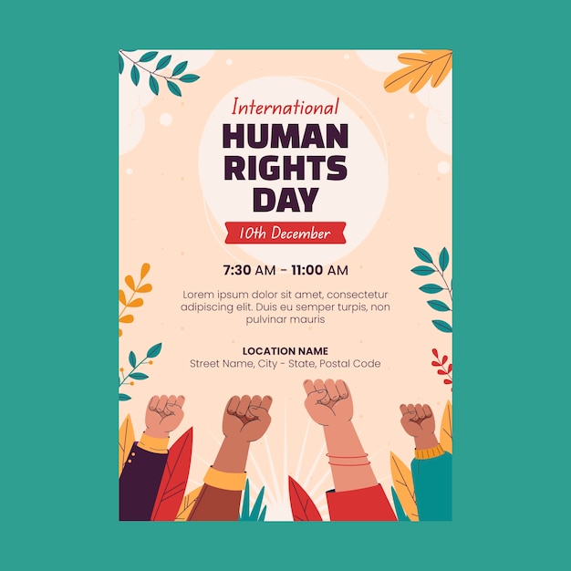 Flat vertical poster template for human rights day