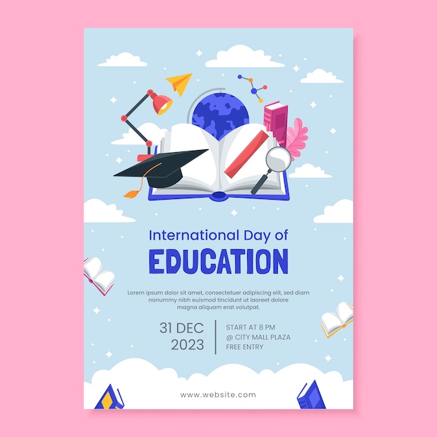 Free vector flat vertical poster template for international day of education