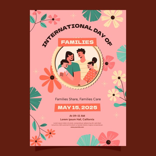 Flat vertical poster template for international day of families