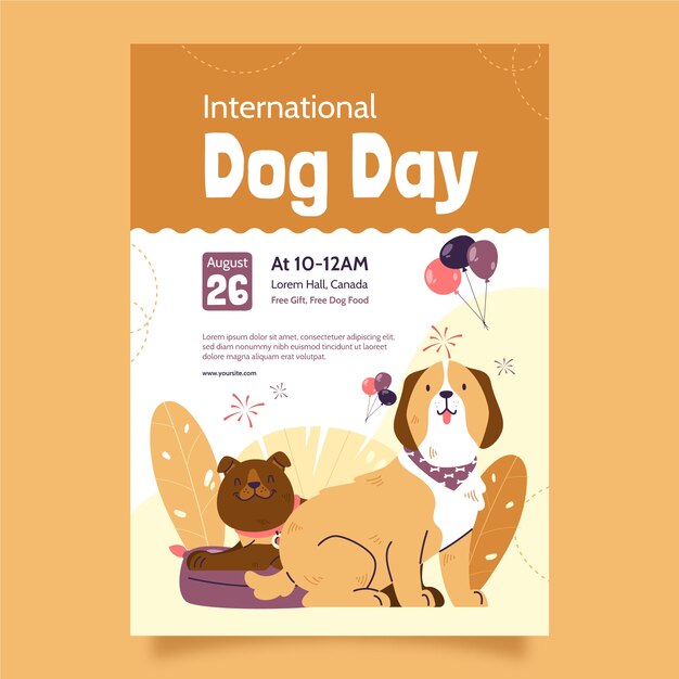 Flat vertical poster template for international dog day celebration