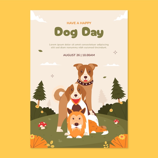 Free Vector flat vertical poster template for international dog day celebration