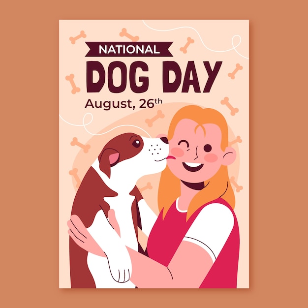 Modello di poster verticale piatto per la celebrazione della giornata internazionale del cane