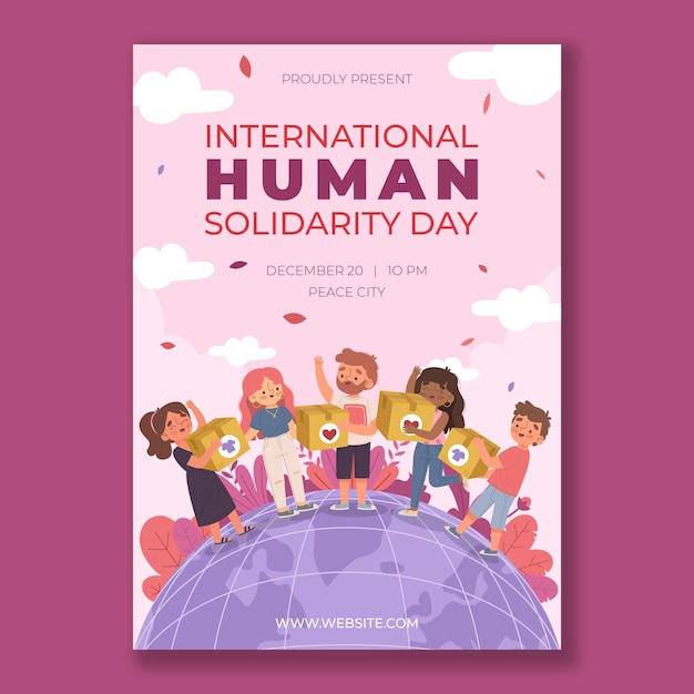 Flat vertical poster template for international human solidarity day