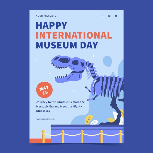 Free vector flat vertical poster template for international museum day celebration