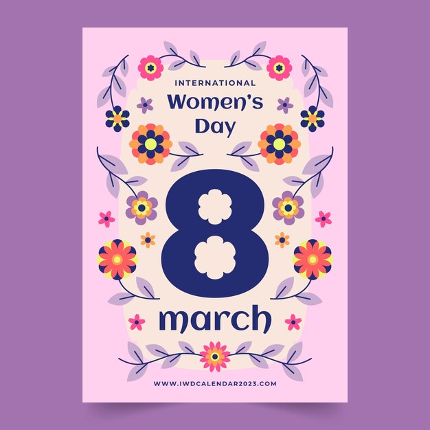 Flat vertical poster template for international women's day