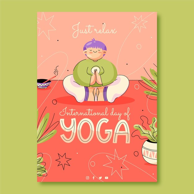 Flat vertical poster template for international yoga day celebration