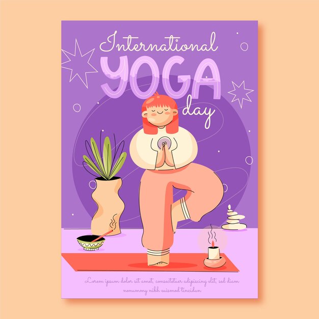 Flat vertical poster template for international yoga day celebration