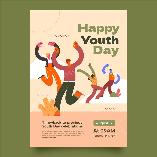 Flat vertical poster template for international youth day celebration
