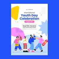 Free vector flat vertical poster template for international youth day celebration