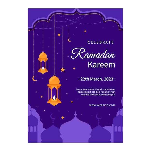 Free vector flat vertical poster template for islamic ramadan celebration