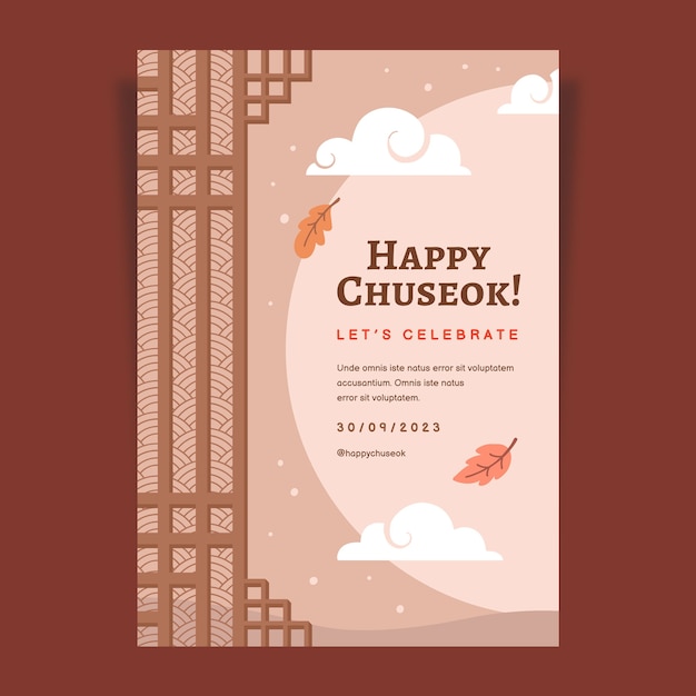 Free vector flat vertical poster template for korean chuseok festival celebration