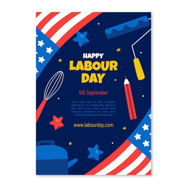 Free vector flat vertical poster template for labor day celebration