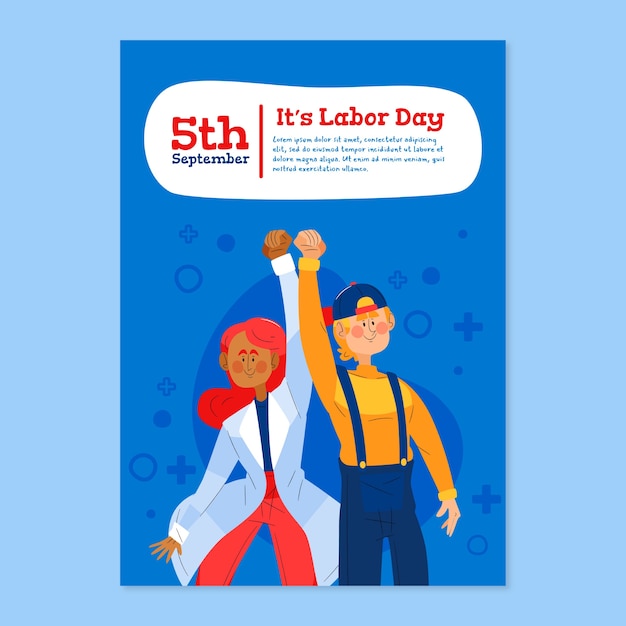 Free vector flat vertical poster template for labor day celebration