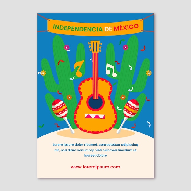 Flat vertical poster template for mexico independence celebration