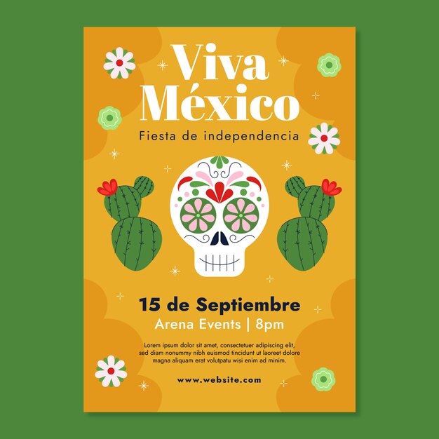 Flat vertical poster template for mexico independence celebration