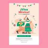 Free vector flat vertical poster template for mexico independence day celebration