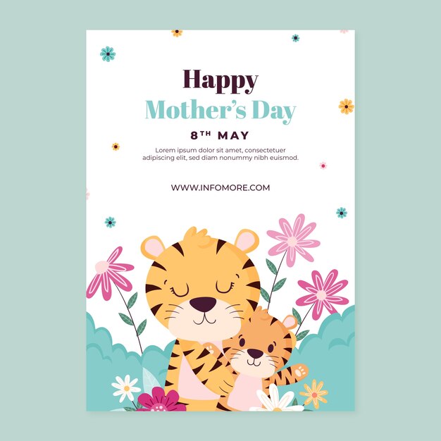 Flat vertical poster template for mother's day celebration