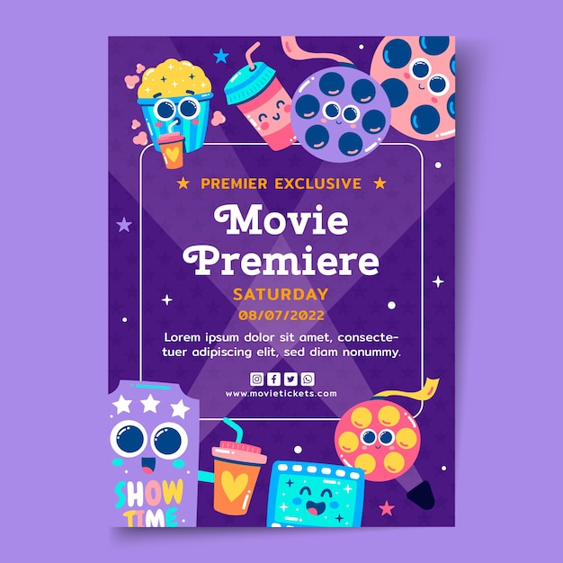 flat vertical poster template for movie premiere event