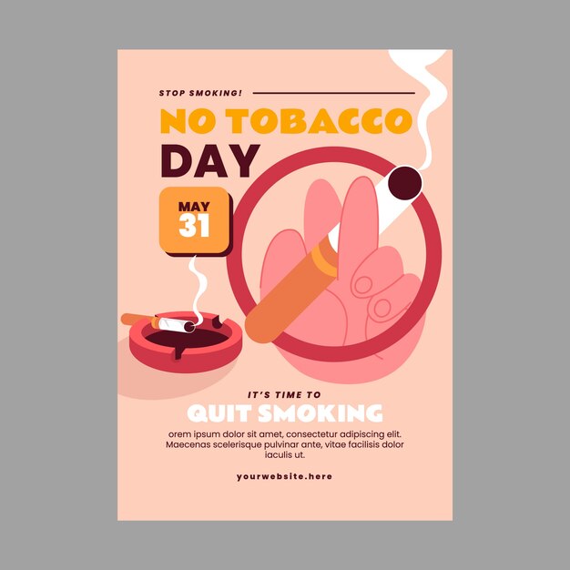 Flat vertical poster template for no tobacco day awareness