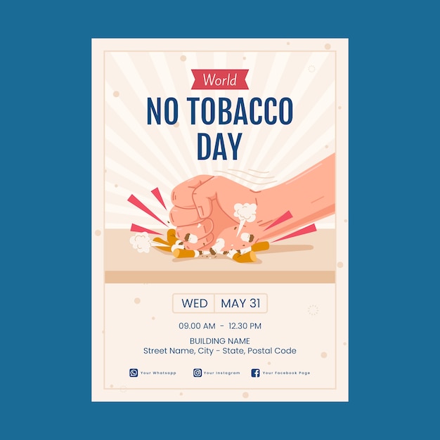 Flat vertical poster template for no tobacco day awareness