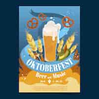 Free vector flat vertical poster template for oktoberfest beer festival celebration