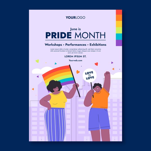 flat vertical poster template for pride month celebration