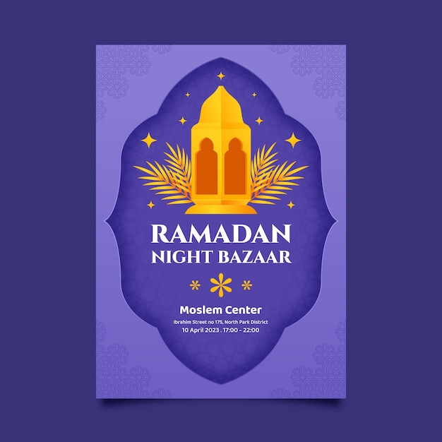 Free vector flat vertical poster template for ramadan celebration