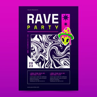 Free Vector  Rave party poster design