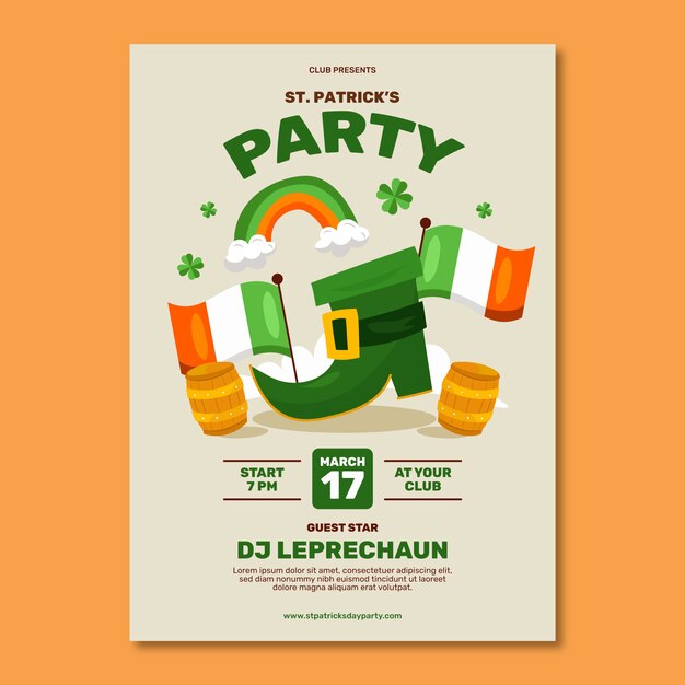 Flat vertical poster template for saint patrick's day celebration