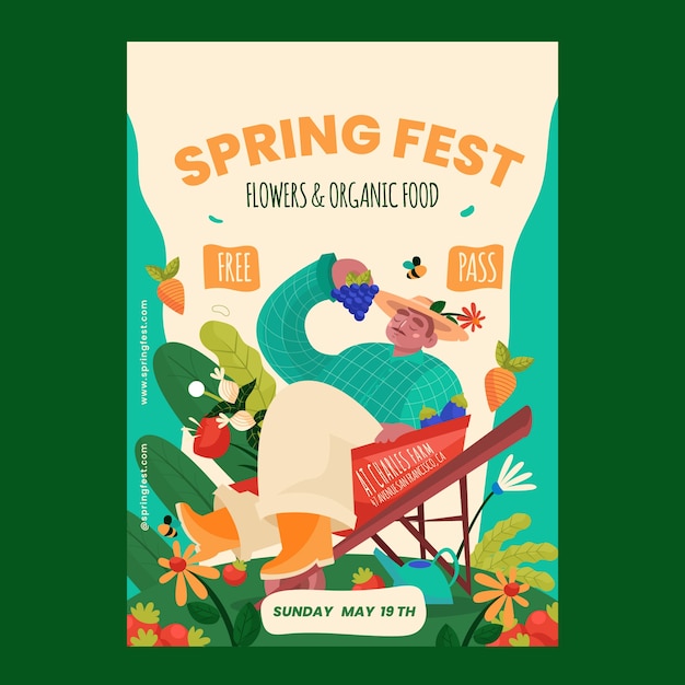 Free vector flat vertical poster template for spring celebration